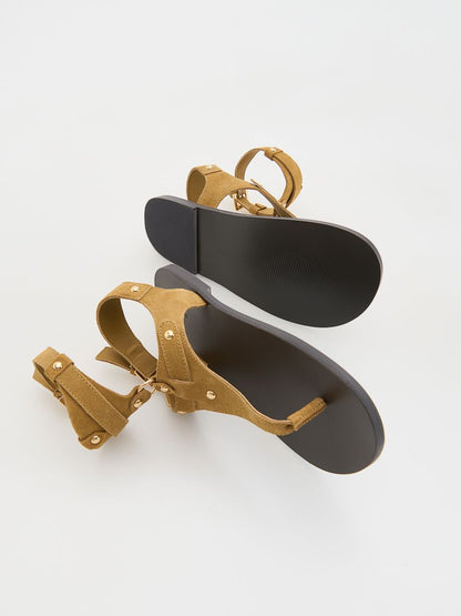 Suede sandals with straps