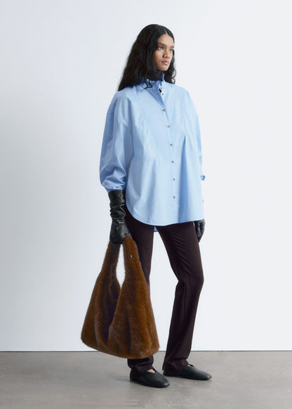 Long Stand-Collar Cotton Shirt