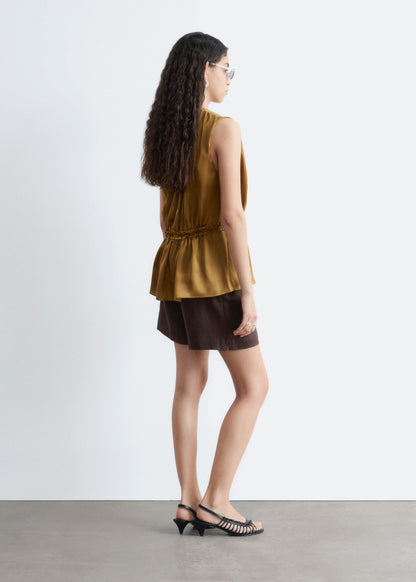 Sleeveless Silk Frill Top