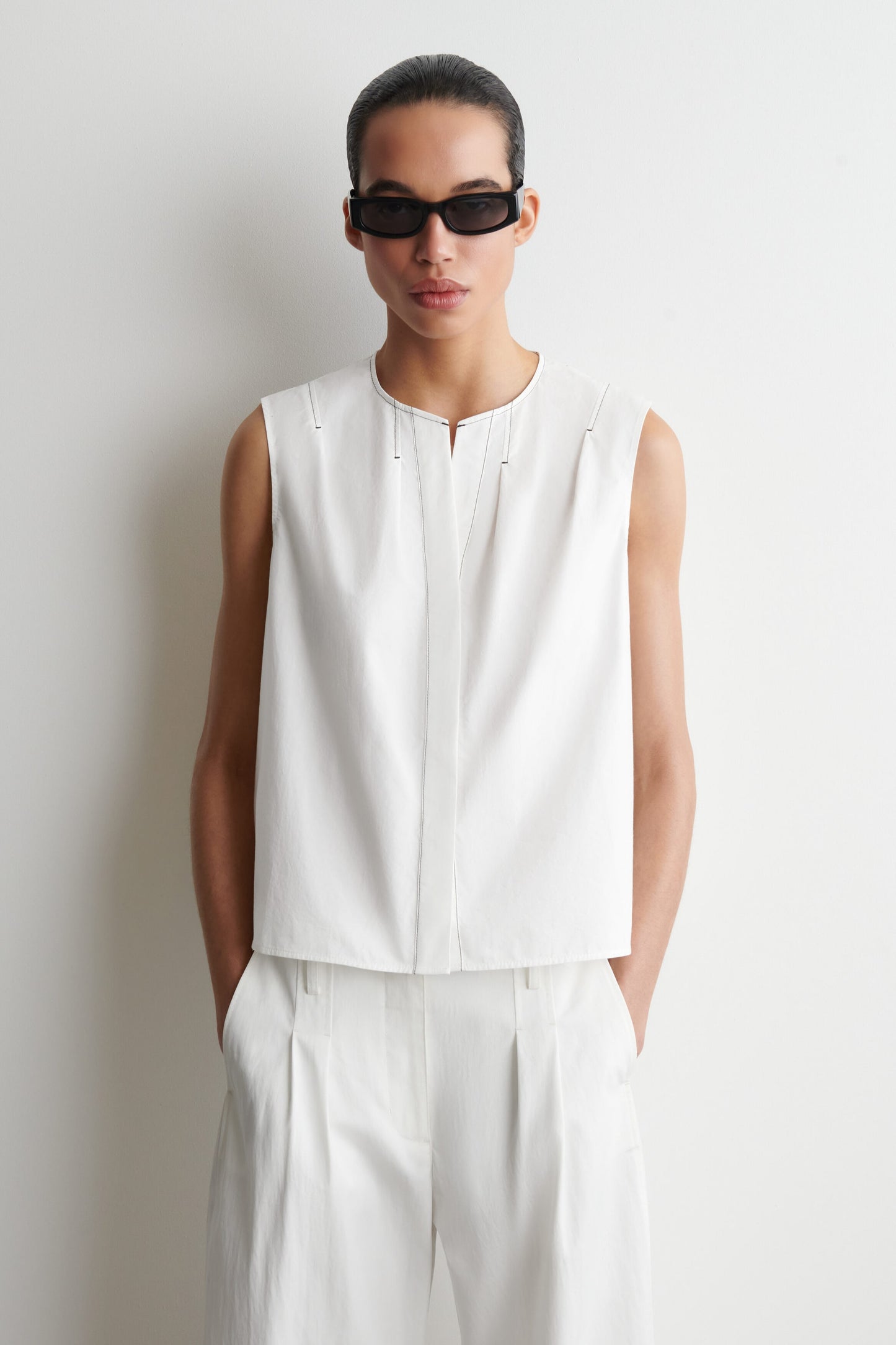 Pleated Sleeveless Top