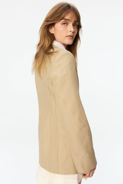 Linen-blend hourglass blazer