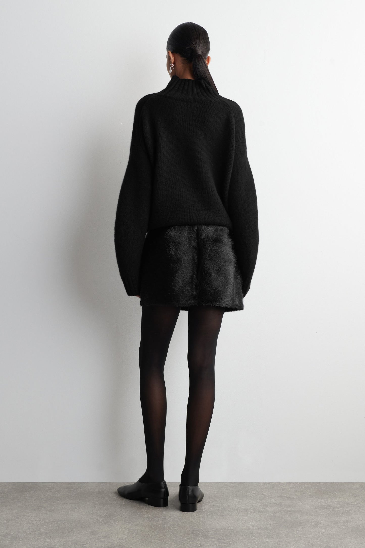 Pony hair-effect leather mini skirt