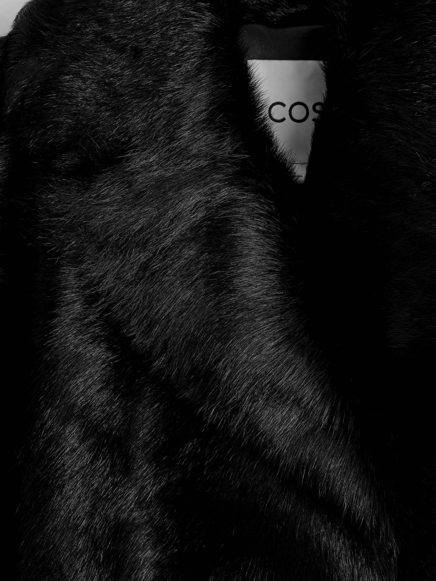 Collared pony hair-effect leather jacket