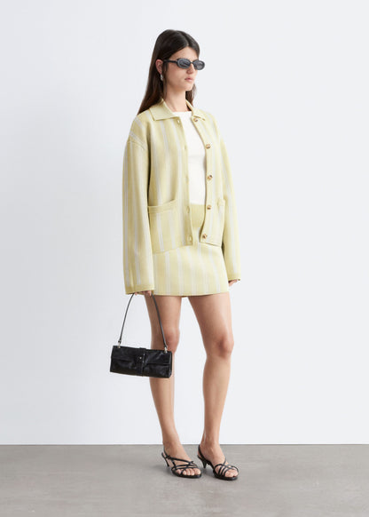 Oversized Polo-Knit Cardigan