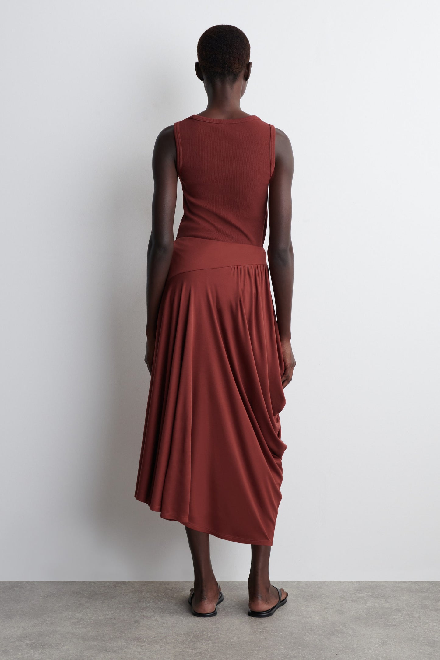 Asymmetric Draped Midi Skirt