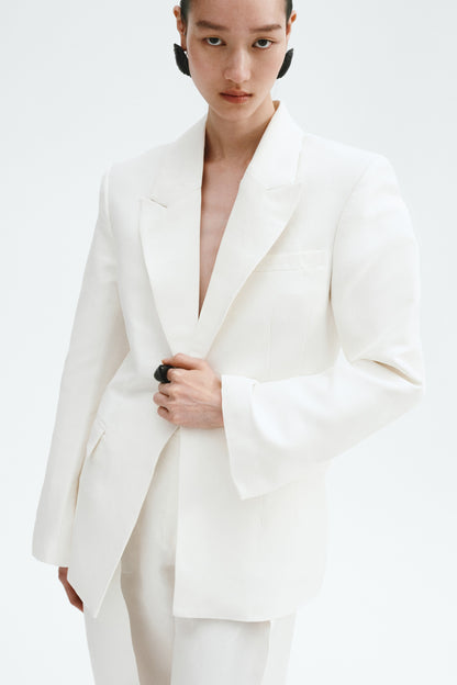 Linen-blend blazer