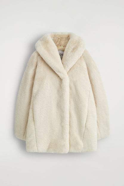 Shawl-Collar Faux Fur Jacket