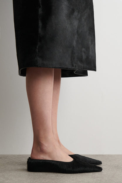 Pointed Pony Hair Mules