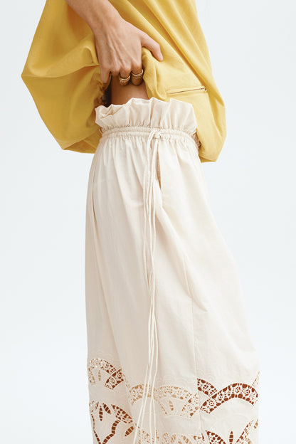 Broderie anglaise drawstring trousers