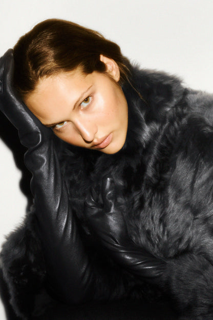 Funnel-Neck Shearling Jacket