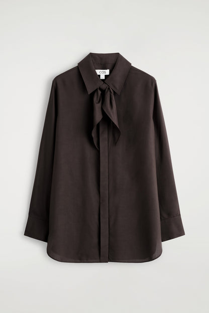 Scarf-Detail Silk Shirt