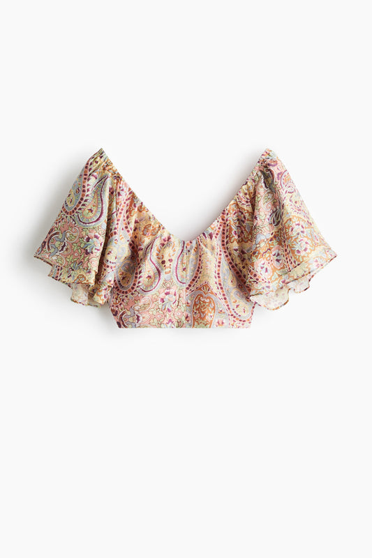 Cropped linen-blend top
