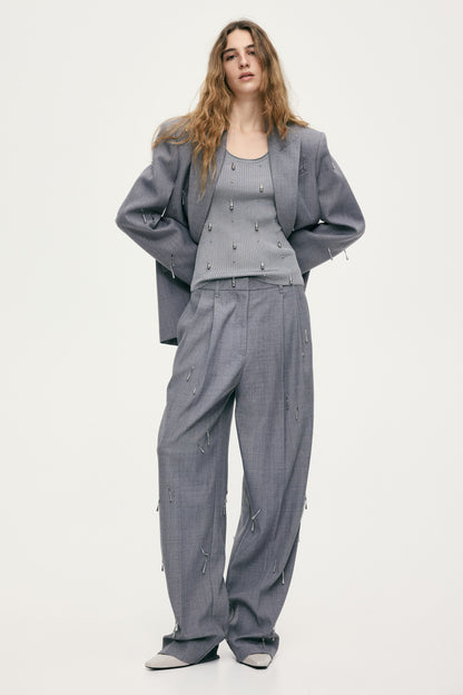 Bead-embellished vest top