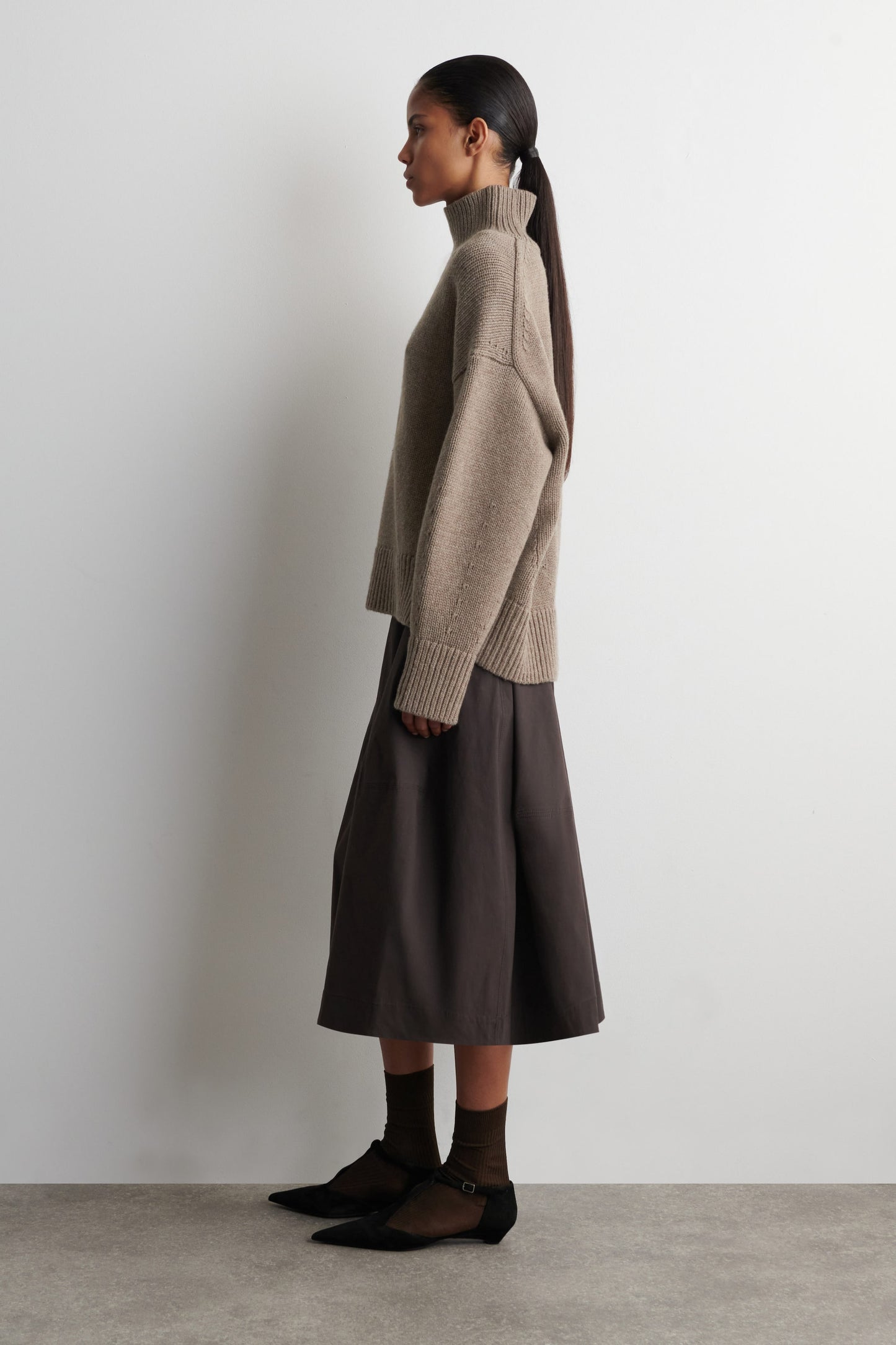 Chunky Funnel-Neck Wool Jumper