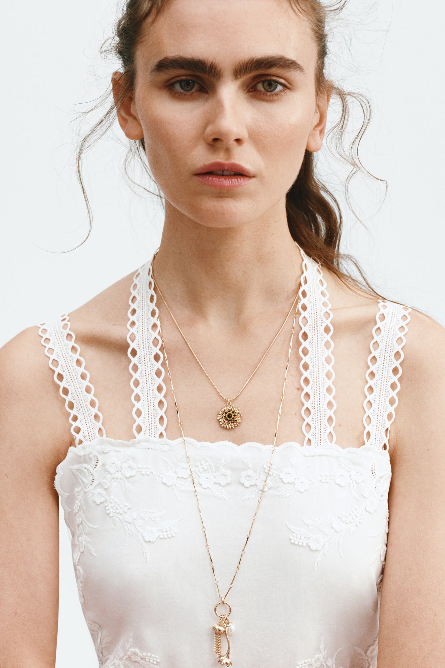 Lace-detail strappy dress