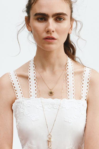 Lace-detail strappy dress