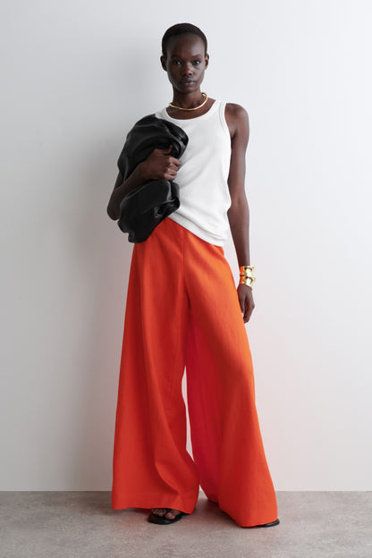 Linen Wide-Leg Trousers