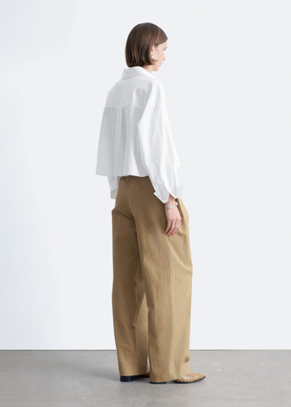 Cropped Oversized Cotton Shirt