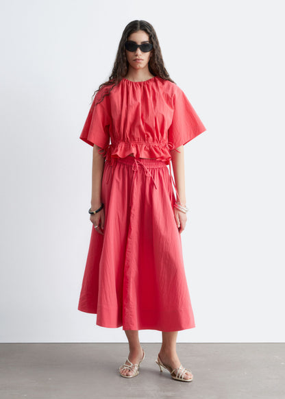 Gathered A-line Maxi Skirt