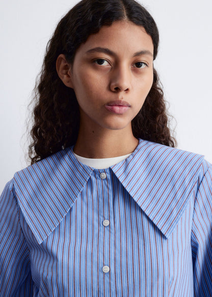 Oversized Collar Striped Shirt