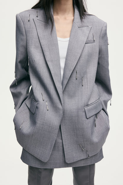 Bead-embellished blazer