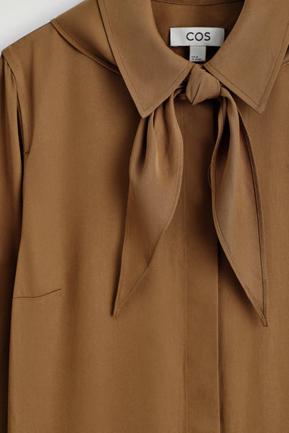 Scarf-Detail Dropped-Waist Mini Dress