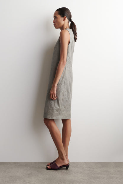 Textured-Leather Shift Dress
