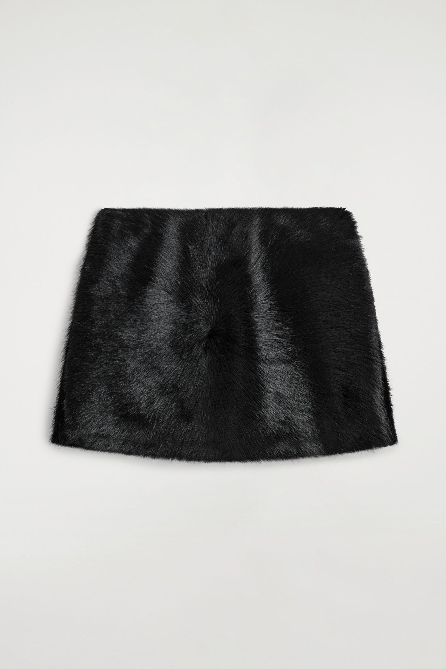Pony hair-effect leather mini skirt