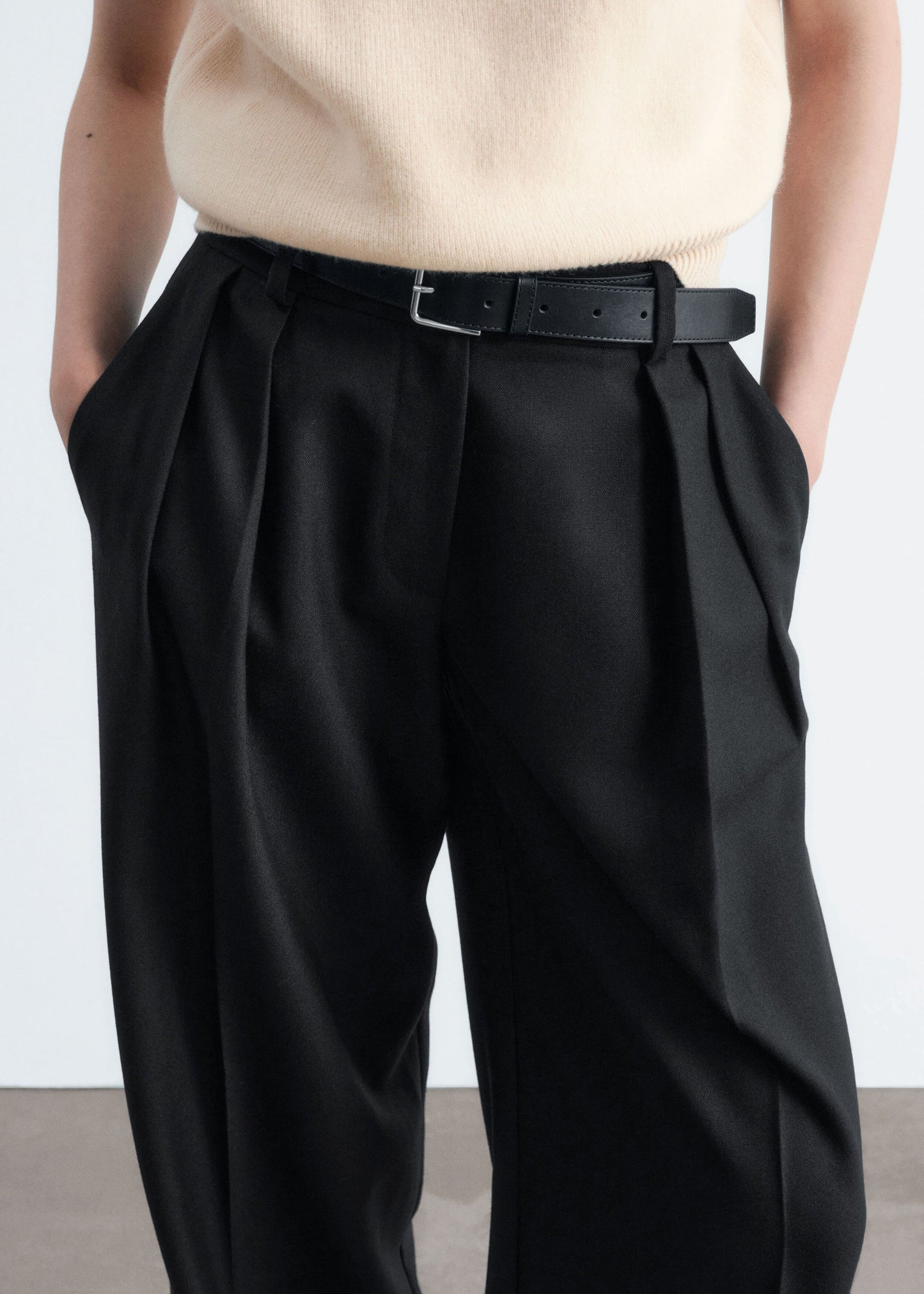 Wool-Blend Tailored Trousers