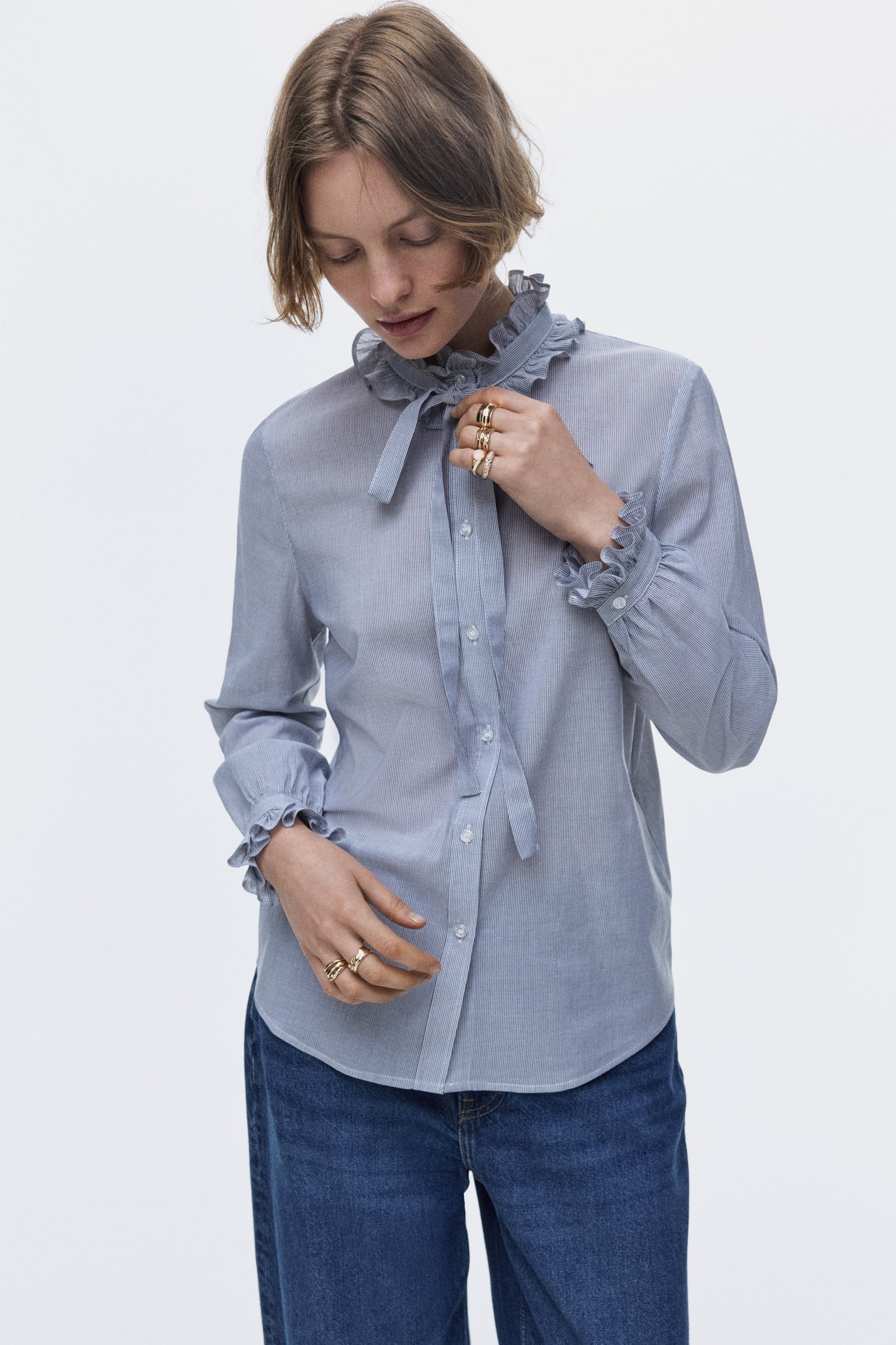 Frill-trimmed blouse