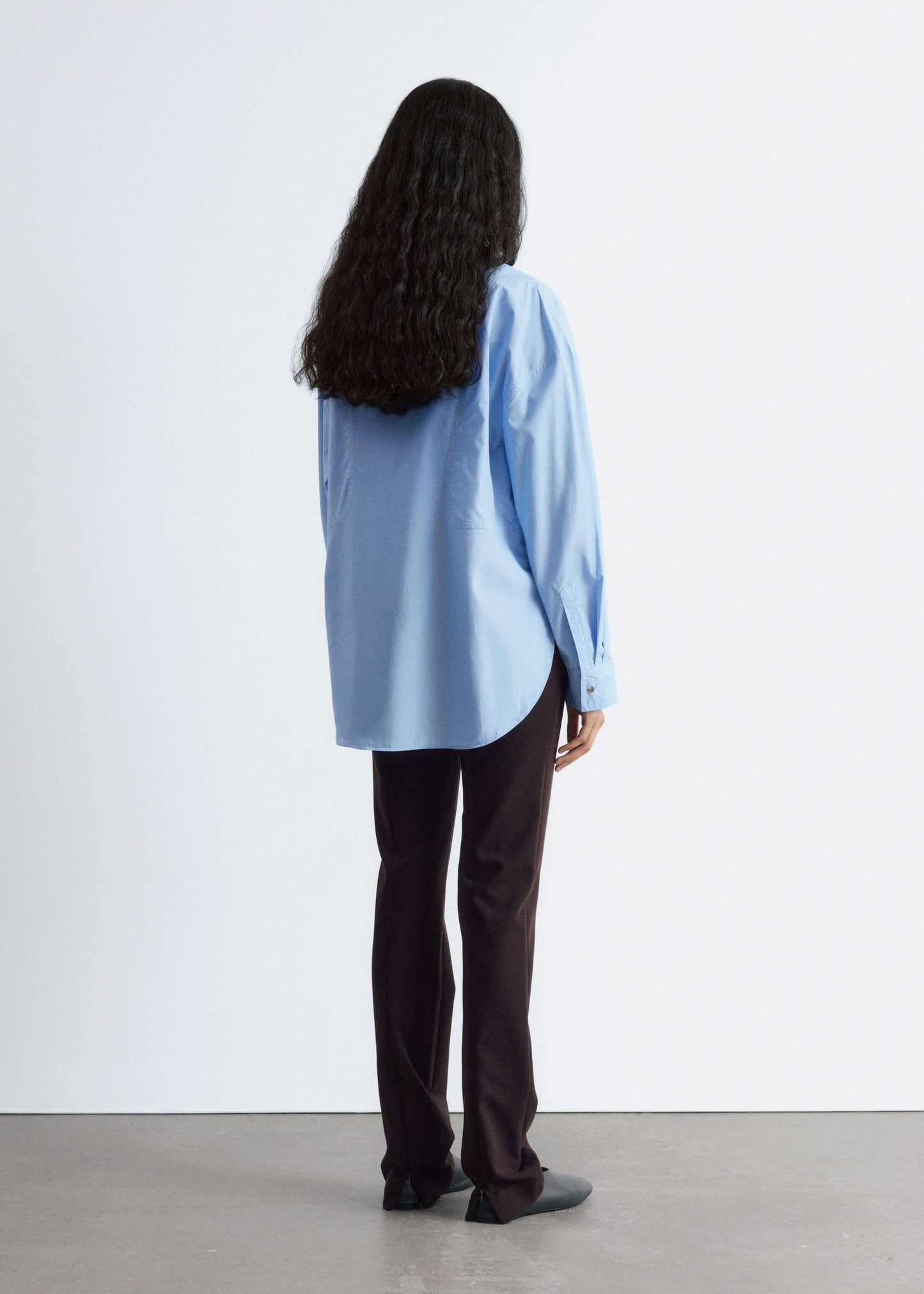 Long Stand-Collar Cotton Shirt