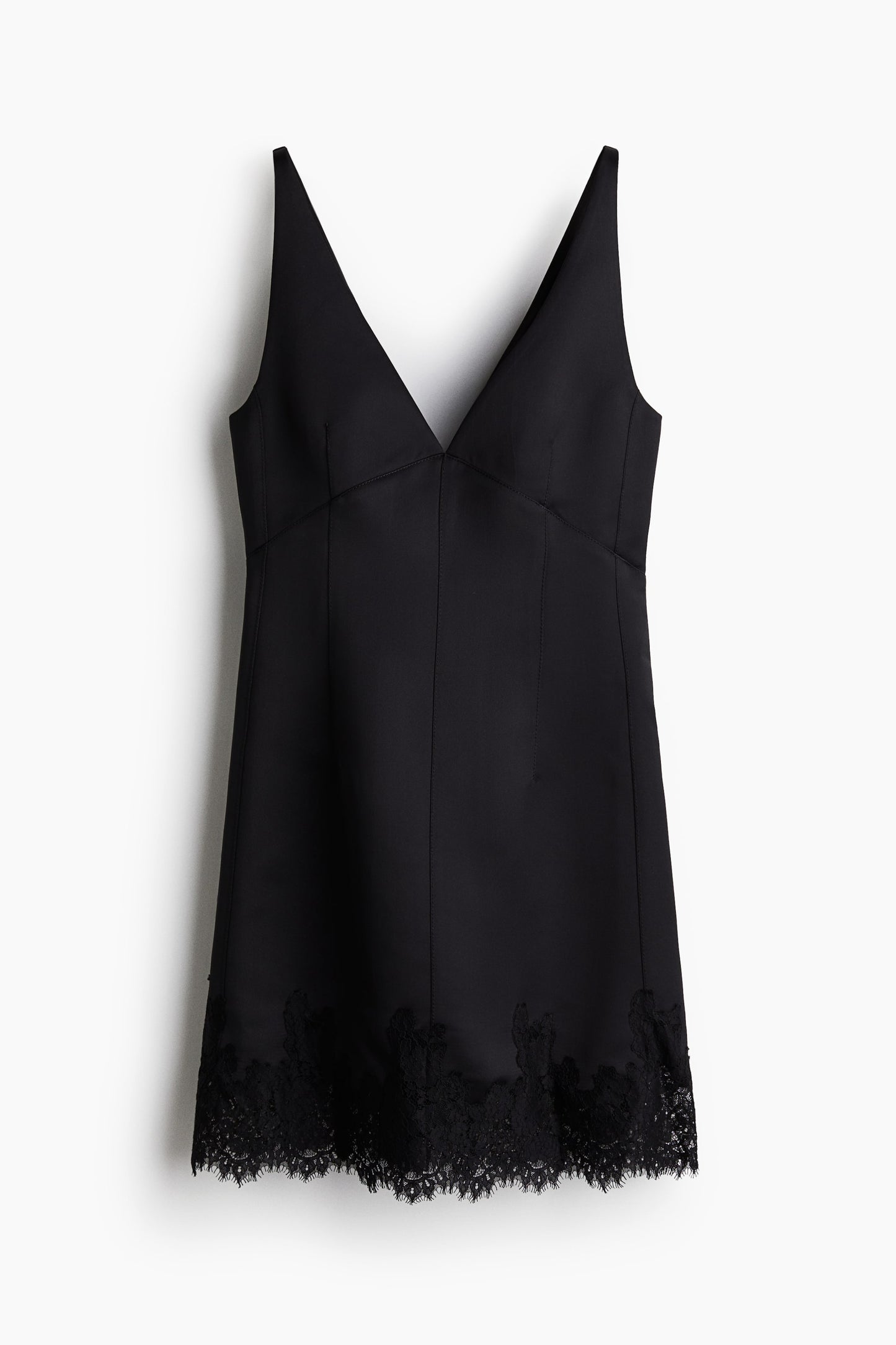 Lace-trimmed satin dress
