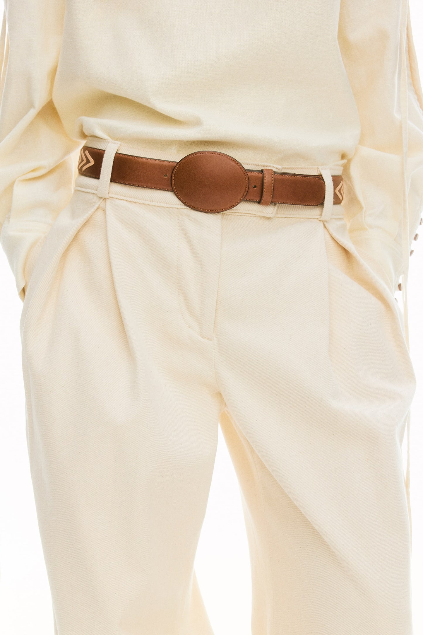 Pleat-front twill trousers