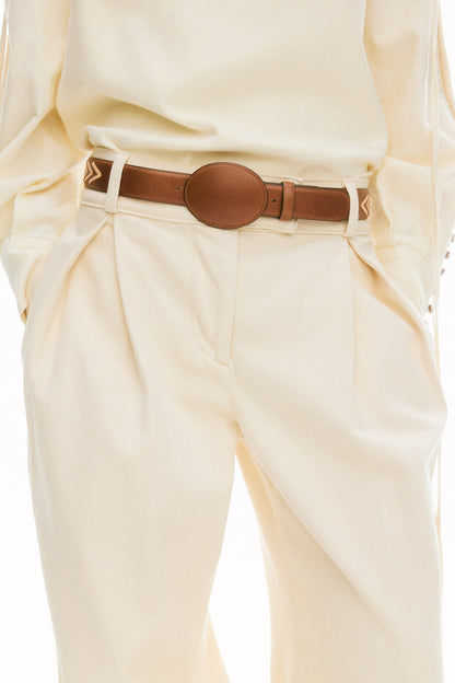 Pleat-front twill trousers