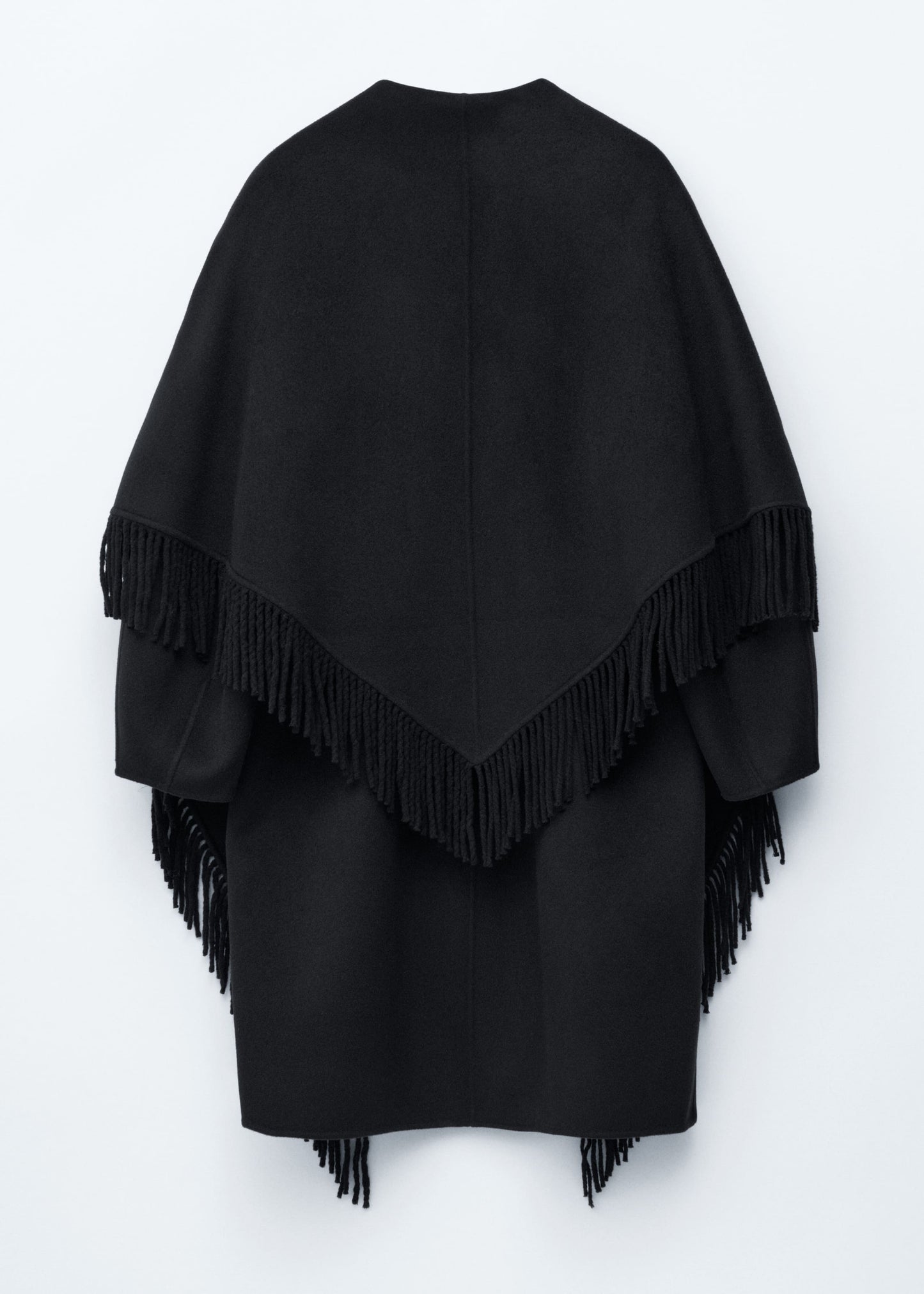 Fringed Shawl Wool Coat