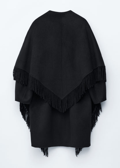 Fringed Shawl Wool Coat