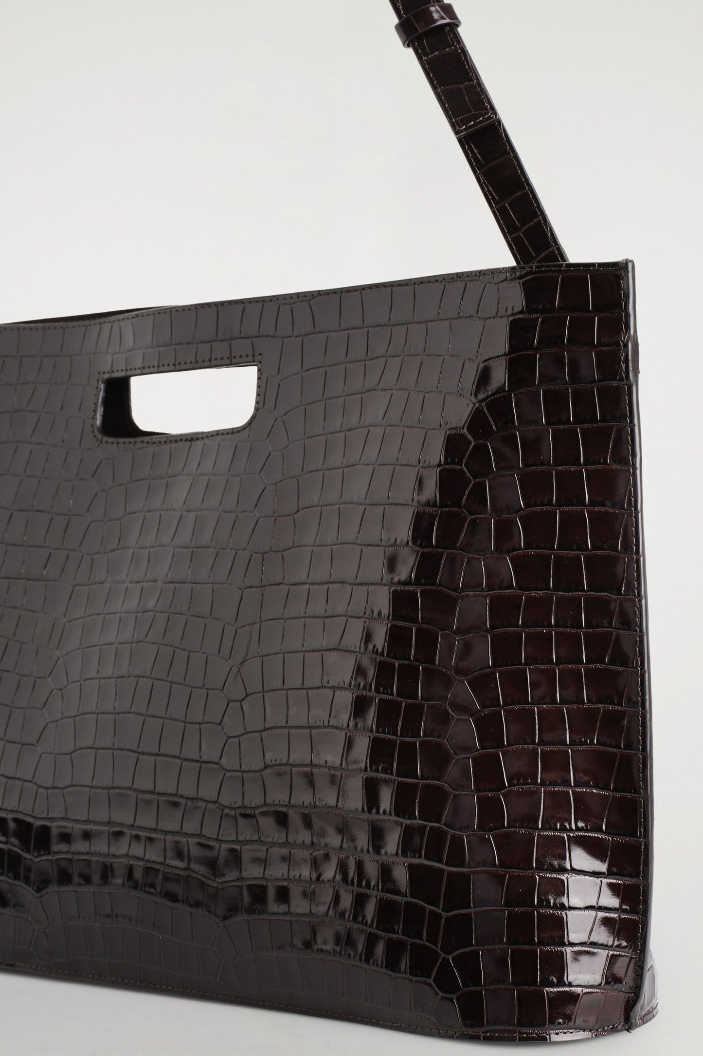 Folio Croc-Effect Leather Oversized Bag