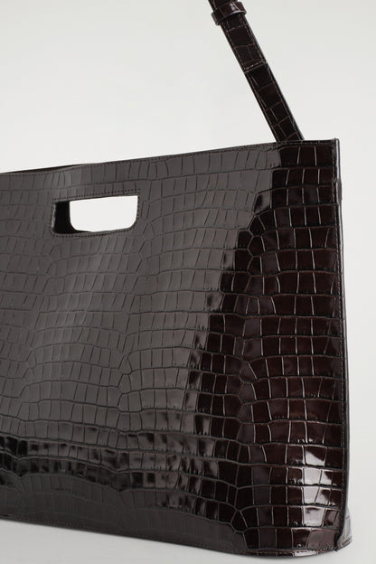 Folio Croc-Effect Leather Oversized Bag