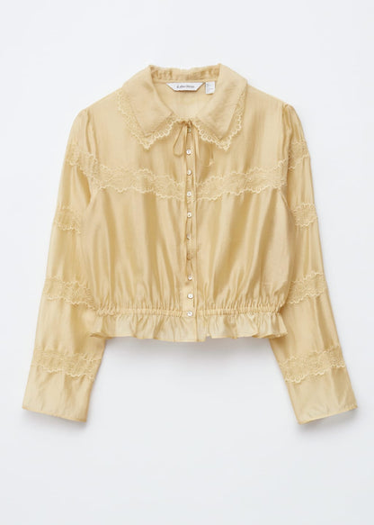 Long-Sleeve Lace Blouse