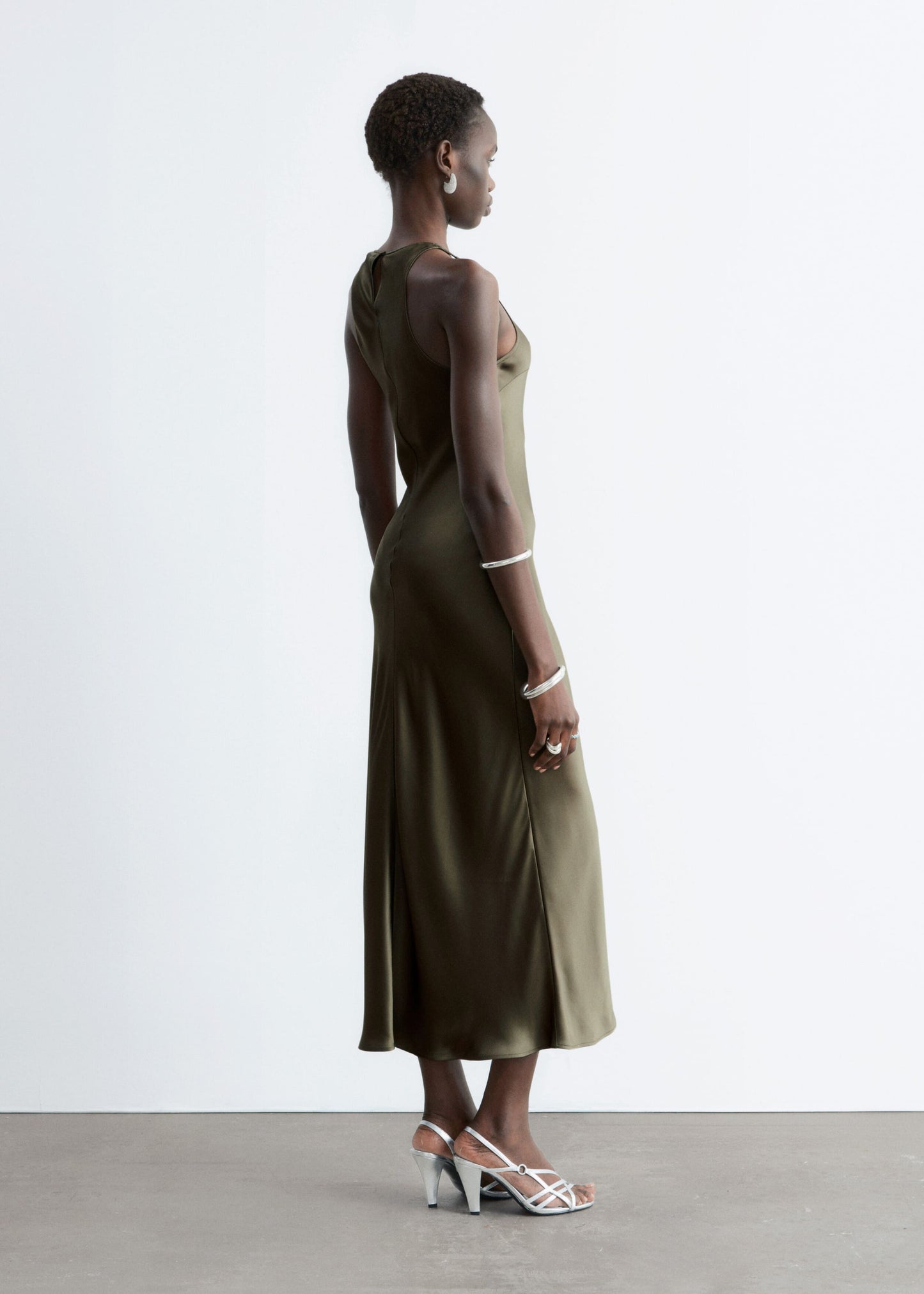 Sleeveless Satin Midi Dress