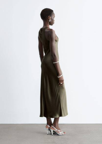 Sleeveless Satin Midi Dress