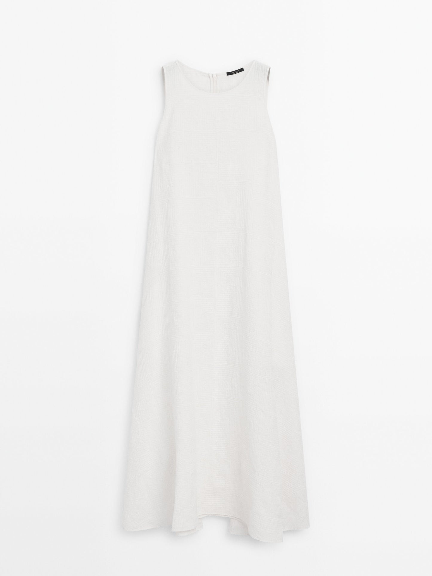 Flared linen midi dress with embroidery