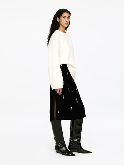 Rhinestone-Detail Midi Skirt