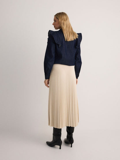 Suede imitation pleated skirt