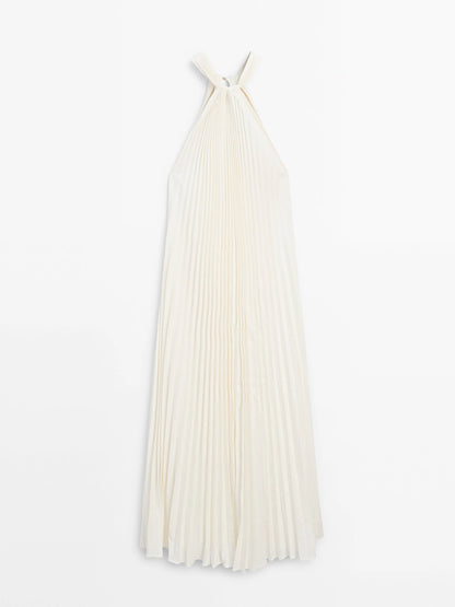 Pleated halterneck dress