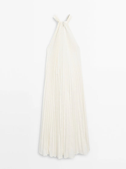 Pleated halterneck dress