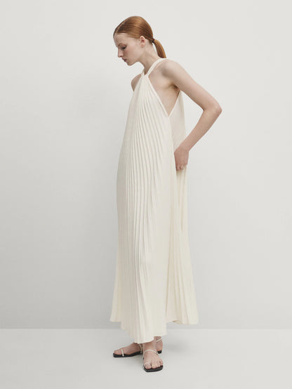 Pleated halterneck dress