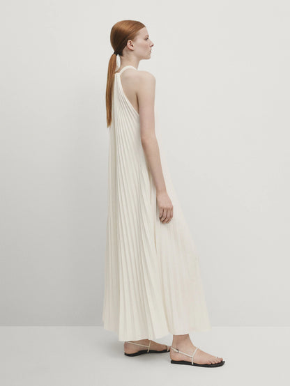 Pleated halterneck dress