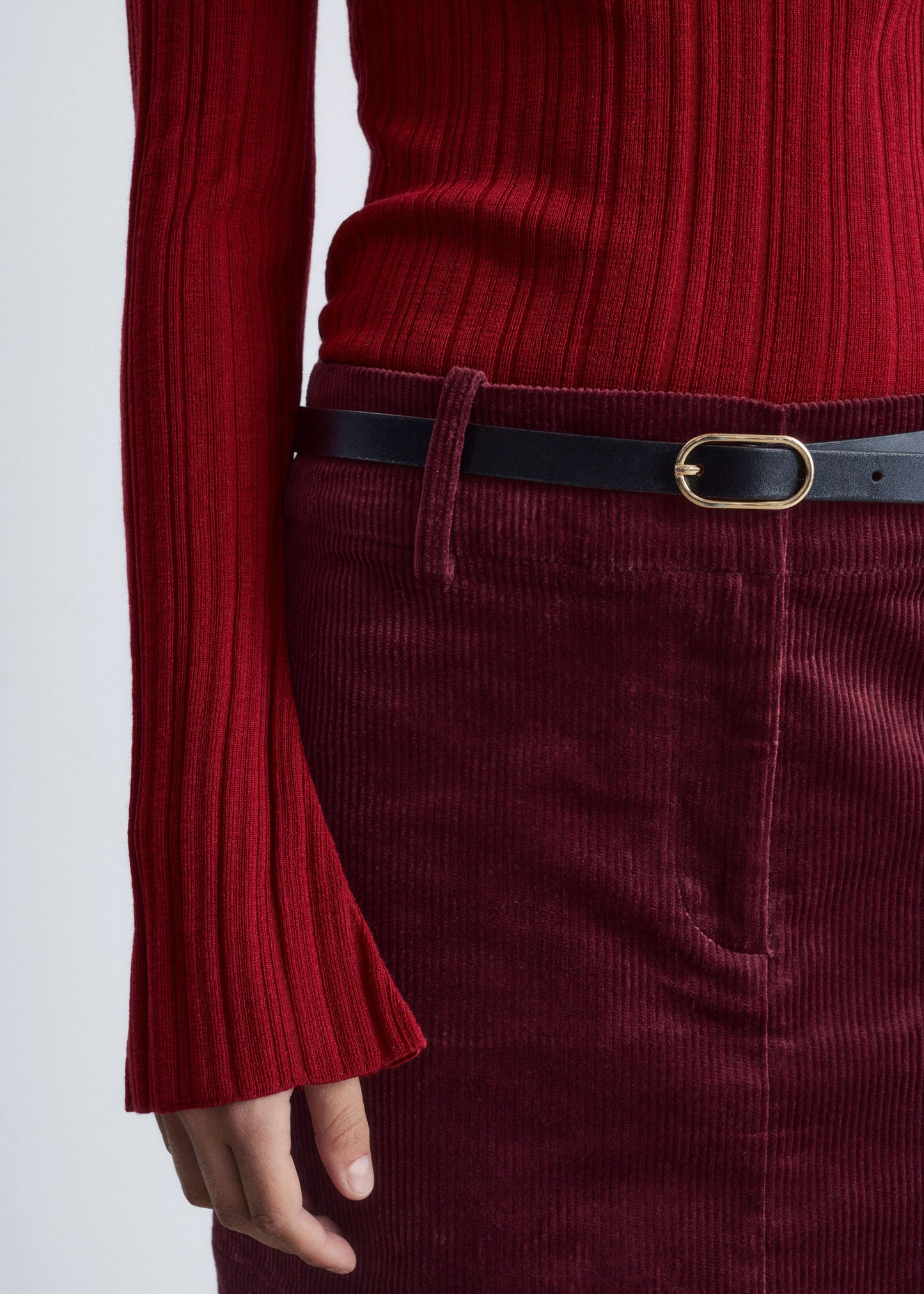 Rib-Knit Wool Boatneck Top