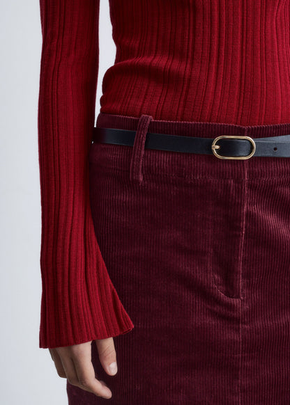 Rib-Knit Wool Boatneck Top